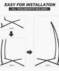 Assembly steps for the C Type Hammock Chair Stand Heavy Duty Steel Frame With Adjustable Height One Person Setup In Minutes