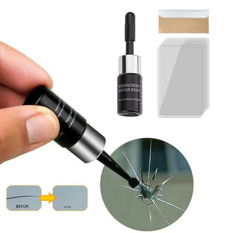 Windshield Crack Repair Kit for Chips and Cracks, 2025 Upgrade Glass Repair Liquid, quick fix application on cracked glass