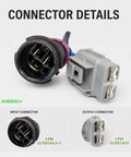 Connector details of a Heavy Duty 48V To 12V Dc Dc Converter with 3 pin input and 2 pin output connectors.