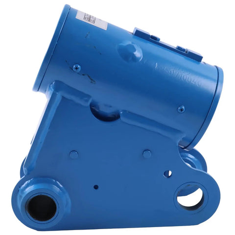 Straight Up Pro Grade Heavy Duty Hydraulic Platform Rotate Actuator Direct Fit Replacement For Genie SX 150 And SX 180 Boom Lifts side view showing blue finish and mounting features.