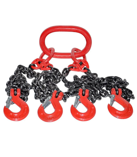 Rock Solid G80 Mn Steel Four Leg Lift Chain With Grab Hooks And Lifting Rings, Heavy Duty Pro Workhorse Sling Built To Handle The Daily Grind On Forklift Hoists And Cranes
