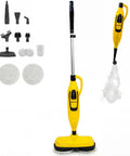 Heavy Duty Steam And Scrub Mop For Hardwood And Vinyl Floors Carries A Massive Xl Water Tank Includes two deep clean pads and accessories.
