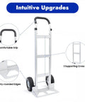 Aluminum Hand Truck Dolly With 9.84 Inch Pneumatic Tires Heavy Duty 500 Lb Capacity Platform Cart For Transport And Moving In Warehouse Home Or Supermarket Easy Glide No Sweat Appliances Furniture Boxes, aluminum frame and cross bars
