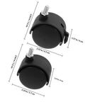 Rock Solid 2 Inch Universal Swivel Caster Wheel Set With M8 Threaded Stem Replacement For Office Chair, black polyurethane wheels.