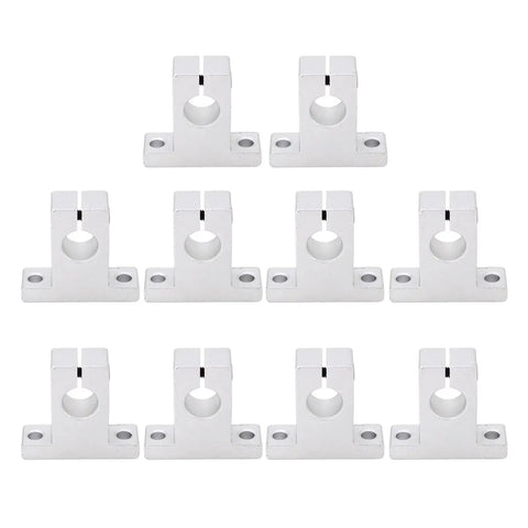 Top Quality 10 Pack Linear Motion Shaft Support Stops For SK12 Smooth Rail Systems Crafted From Heavy Duty Aluminum Alloy in white.