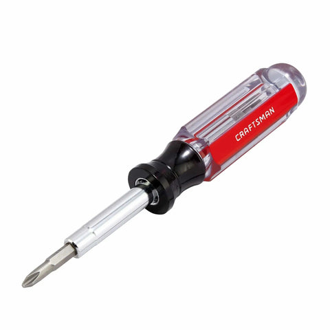 6 In 1 Screwdriver Multi Bit Set With Acetate Handle Dual Sided Removable Shaft For One Quarter And Five Sixteenth Inch Nut Driving