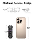 Diagram and photo of IP68 Waterproof RJ45 Coupler For Outdoor Cams And IP Gear Shielded Ethernet Connector For Cat6 Cat5e Cat5 PoE Ready Ultra Tough PA66 Weatherproof Housing Compact 3.64 Inch Outdoor 2 Pack next to a smartphone.