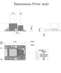 Technical diagram showing dimensions and pin layout of the TFS20 Lidar Module for Robots and Drones With 0.2 to 20 Meter Range and 6 cm Precision