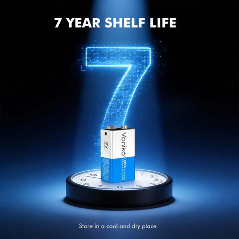 Heavy Duty 9V Alkaline Batteries 4 Pack For Smoke Detectors And Home Safety Gear Featuring A Rock Solid Leakproof Seal And Long Lasting Juice To Keep Your Everyday Electronics Running Smooth With Zero Hassle with a digital 7 years sign