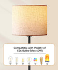 58 Inch Floor Lamp Standing Bright Light With Beige Lampshade And Easy On Off Foot Pedal Simple Pole Style For Living Room Corners