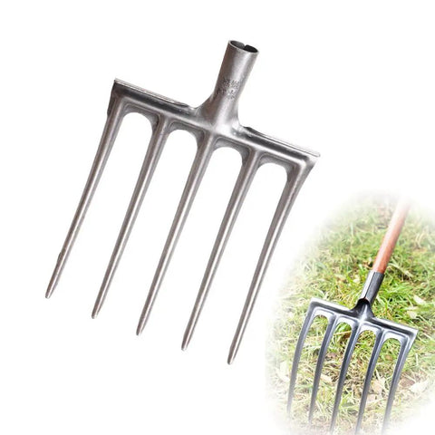 5-Tine Garden Fork Head Replacement For Spading And Digging, Heavy-Duty Manganese Steel With Rust-Resistant Coating