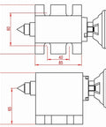 Dead Nuts Tight Mt2 Tailstock Kit With 65Mm Center Height And Quick Change 80Mm Chuck Socket technical diagram with dimensions