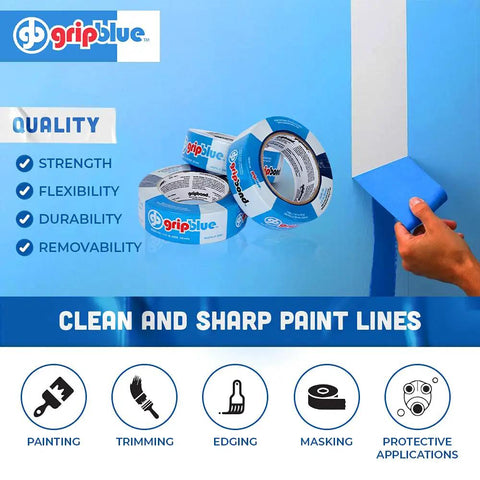 Blue Painter's Tape Pro-Grade 1.5 Inch Wide, 30 Rolls Masking Tape For Sharp Lines And Clean Edges, No Bleed, Easy Removal