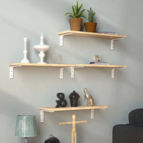 Heavy Duty Shelf Brackets 90 Degree Corner Brackets With Gusset Cast Iron Wall Mount Shelf Holders For Garage Or Workshop Rock Solid Industrial L Bracket Holds 220 Pounds Built Tough, showcasing shelves mounted on a wall.