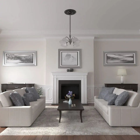 Vienna Black Pearl Ceiling Medallion, 20 Inch Outer Diameter, 3.5 Inch Inner Diameter, 1.5 Inch Projection, 6.5 Inch Canopy in living room