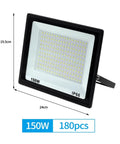 JUDYSSY High Brightness Led Floodlight 220 150W with 180 LED chips, IP66 waterproof design, dimensions 24cm x 19.5cm.