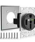 Built Tough Nema 14 50R Electric Vehicle Charging Outlet 50 Amp Ev Charger Socket with wall plate and screws for installation.