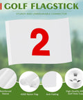 Image of a Six Foot Golf Flag Stick Set With Three Complete Flag Cup Kits And Numbered Nylon Flags, white nylon flag with number 2.