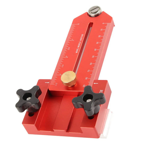 Red Extended Thin Rip Jig For Table Saws, Band Saws, And Router Tables For Repeat Narrow Strip Cuts with roller bearing guide