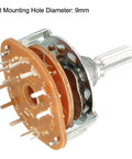 1 Pole 11 Position Band Selector Rotary Switch, Single Deck, 9mm Mount Thread, 6mm Shaft, 12 Pins, side view