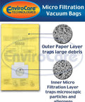 Image of EnviroCare micro filtration vacuum bag showing outer paper and inner filtration layers for superior filtration.