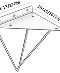 Legit Heavy Duty Wall Shelf Brackets Set Of Two, Built Different Metal Floating Shelf Supports, Knockout Right Angle Connectors For Diy Storage And Cozy Nooks, Super Easy Install White Finish with measurements 10/13/17CM and 11/17/19CM.
