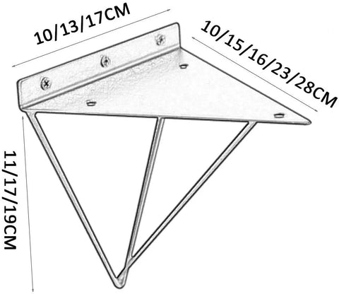 Legit Heavy Duty Wall Shelf Brackets Set Of Two, Built Different Metal Floating Shelf Supports, Knockout Right Angle Connectors For Diy Storage And Cozy Nooks, Super Easy Install White Finish with measurements 10/13/17CM and 11/17/19CM.
