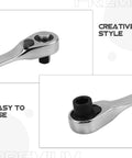Rock Solid Mini Ratchet Wrench With 1/4 Inch Double Ended Reversible Socket And Knurled Finger Grip showing the handle and socket design.