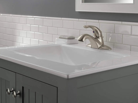 Classic Single Handle Bathroom Faucet With Stainless Centerset Design Easy No Fuss Install 2.5 Inch Mounting Depth Hidden Cache Aerator