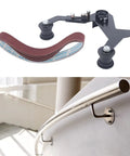 Premium Belt Sander Attachment For Angle Grinders Featuring Portable Pipe Polisher Grip Handle, includes sanding belt.