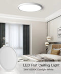 Low Profile 12 Inch LED Flush Mount Ceiling Light, 24W Daylight White Modern Round Lamp in bedroom setting