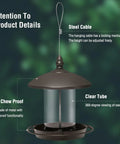Metal Roof Bird Feeder With Chew Proof Build For Outdoor Hanging Use, Squirrel Resistant Built Tough And Durable Bronze Finish
