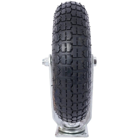 No Sweet Glide 12 Inch Pneumatic Caster Wheels Set with knobby ribbed rubber tire design for heavy dollies.