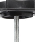 Close-up of Spare Tire Hold Down Bolt Kit With Durable Retainer Clamp For OEM Fit Compatible With Nissan 350Z 370Z Juke And Kicks Easy Install For Road Ready Reliability And A Smooth Ride showing metal bolt and black plastic clamp.