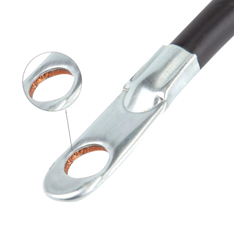 Top Tier 4 Awg Battery Cable Set 18 Inch With 3 8 Copper Stud Lugs close-up of copper stud lug detail.