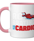 Boating Is My Cardio Ceramic Mug For Sailboat Lovers 11 Oz Pink And White Coffee Cup With Nautical Design Dishwasher Safe Microwave Safe Great Gift For Yacht Club Fans