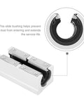 Precision Long Rail Linear Motion Ball Bearing Aluminum Alloy Slide Block Guide Kit For 3D Printers, close-up of slide bushing.