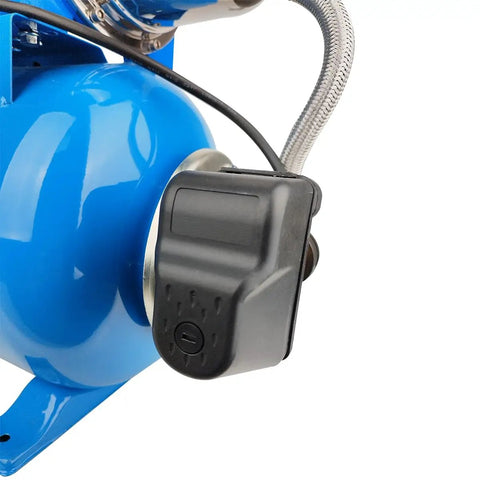 Close-up of Powerhouse 1.6HP Shallow Well And Pressure Booster Pump 110V Stainless Steel Water Transfer Pump control mechanism