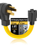 Heavy Duty Nema 14-50P To 6-20R Adapter With 4 Prong Male Plug 250 Volt 50 Amp To 20 Amp Converter For Generator Hookups, 1 ft long.