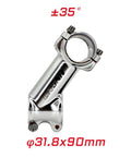 35 Degree 90mm 31.8 Stem Riser For Mountain Road And BMX Rigs Slick Glossy Silver Aluminum Alloy Build Lightweight Durable