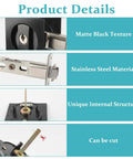 Close-up of Pocket Door Lock With Key Matte Black Privacy Latch For Sliding Bifold Doors Fits Standard 1 Inch Holes Ideal For Bathroom