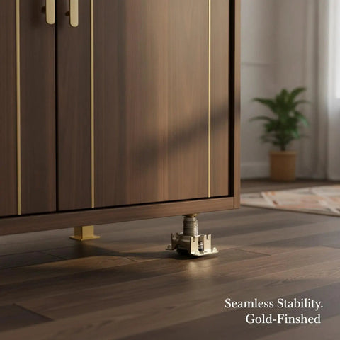 Adjustable Furniture Leveling Foot With Gold Finish Steel Leg For Cabinets And Wardrobes On Uneven Floors 5mm Screw 1 Pack