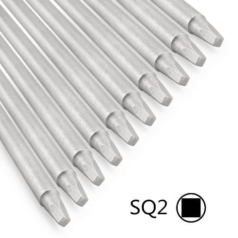 Long Magnetic Square Drive Screwdriver Bit Set, 1/4 Inch Hex Shank, 6 Inch Length, 10-Piece S2 Steel Bits close-up