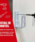 Heavy Duty Door Barricade Brackets 2 Pack Kick Proof Up To 700 Lbs being installed with a power drill on a wall