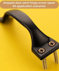 Black door latch hinge handle with screws for stripped hinge hole repair