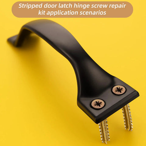 Black door latch hinge handle with screws for stripped hinge hole repair
