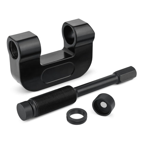 Heavy Duty Brake Anchor Pin Press For Semi Trucks And Class 6 8 Maintenance Quick Pin And Bushing Removal From S Cam Q Brakes Without Hammering Wide Compatibility With Kenworth Peterbilt Freightliner Mack Volvo And More 16002, showing steel C-frame and components