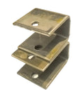 Close-up of metal brackets from Heavy Duty Tandem Axle Spring Hanger Kit With Short Equalizers For Leaf Spring Trailer Suspension Replacement.