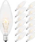 Retro Style Incandescent B10 Light Bulbs 40W 380 Lumens Clear Dimmable E12 Edison Candle Bulbs For Chandeliers And Ceiling Fans 2500K Warm White 12 Pack
