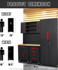 Six Piece Garage Storage Cabinet System With Steel Drawers, Rolling Chest, Heavy Duty Workbench, Pegboard, And Wall Cabinets